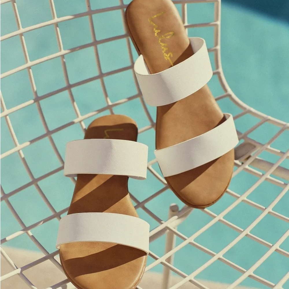 Lulus Oona White Slide Sandals - Size 8